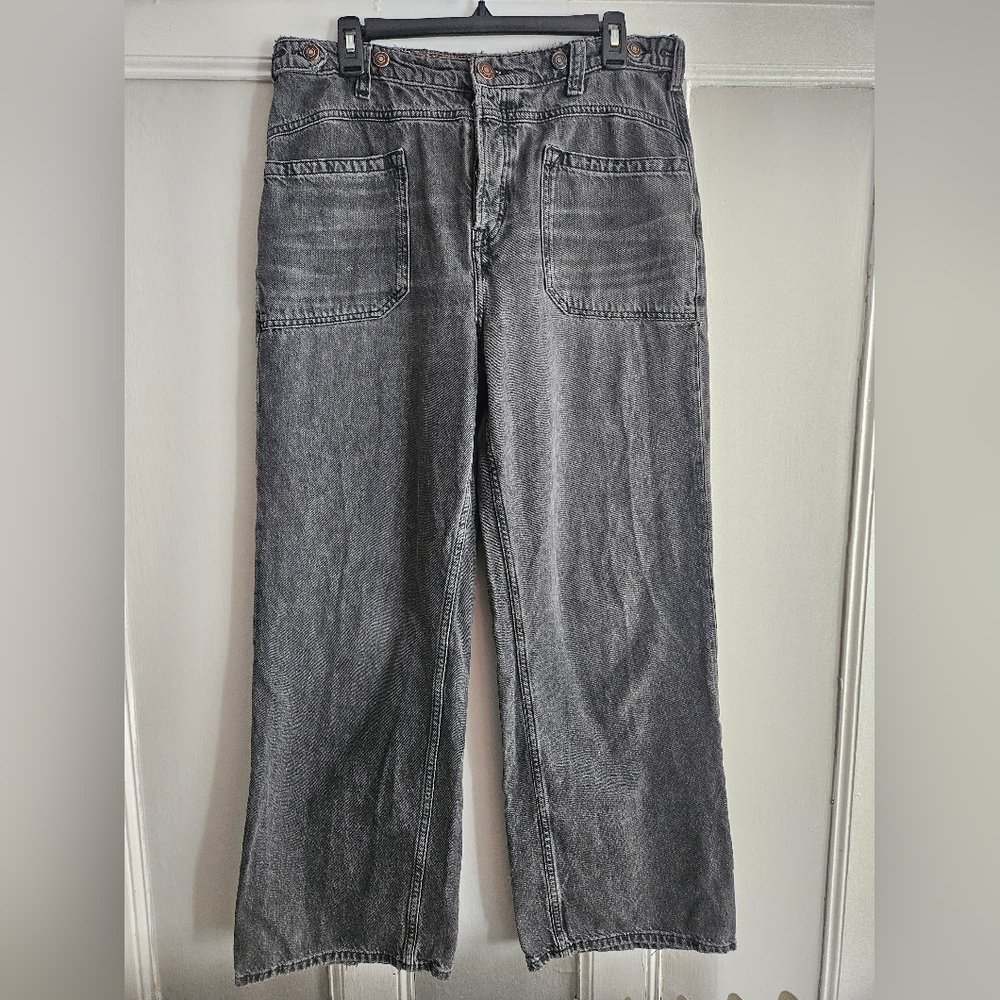 We The Free Washed Gray Wide-Leg Jeans